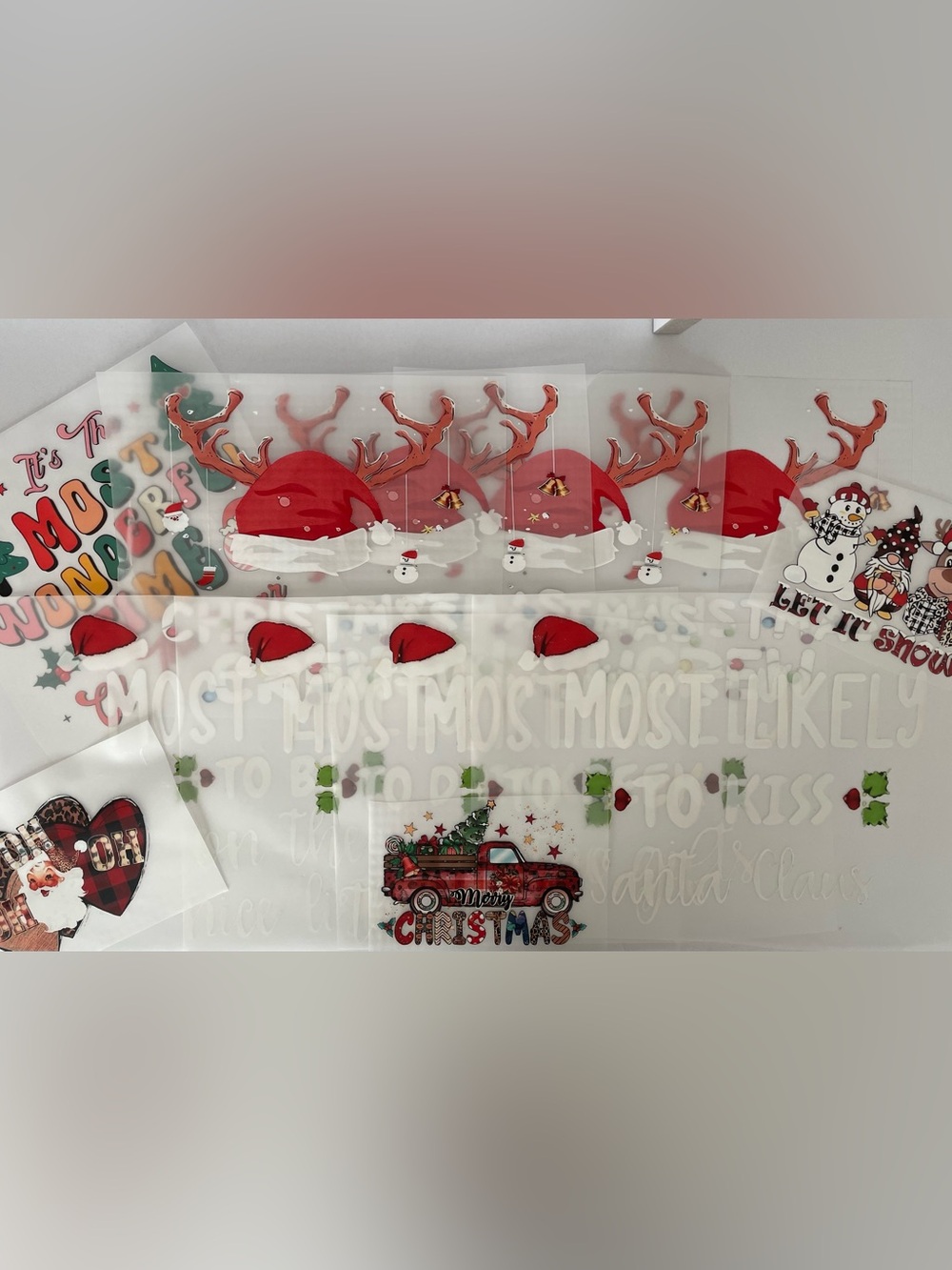 Festive Red Christmas Gift Bags with Holiday Truck Design